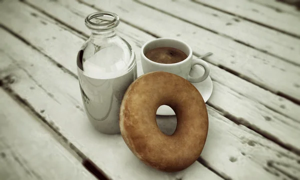 Desayuno en mesa de madera — Foto de Stock