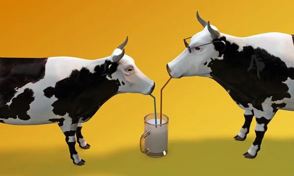 Vacas que beben leche —  Fotos de Stock