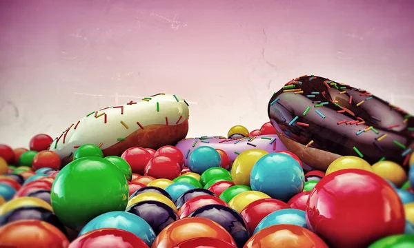 Donuts and gumballs — Stock Photo, Image