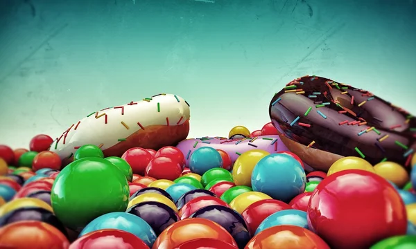 Donuts und Gummibärchen — Stockfoto