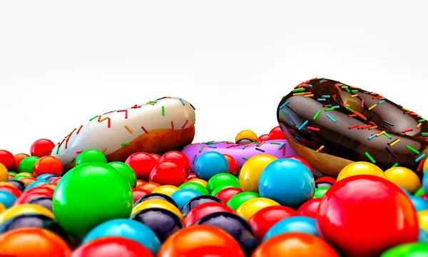Donuts y gomitas — Foto de Stock