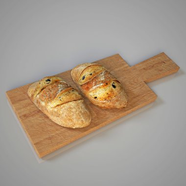 Tahta doğrama tahtasındaki ekmek