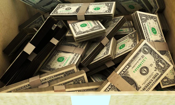 Dollars in a box — Stock Photo, Image