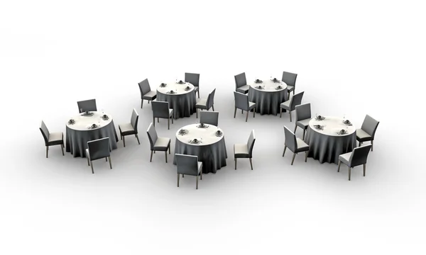Белые столы — стоковое фото