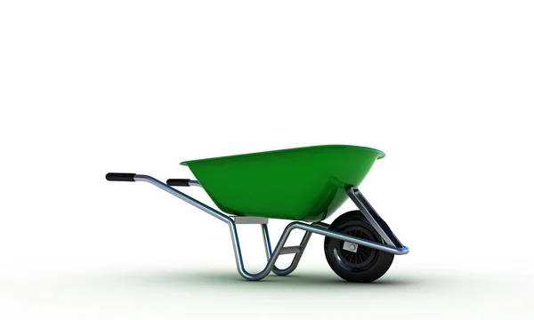Green wheelbarrow — Stock Photo, Image