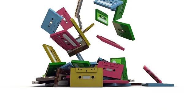 Cassettebandjes vallen — Stockfoto