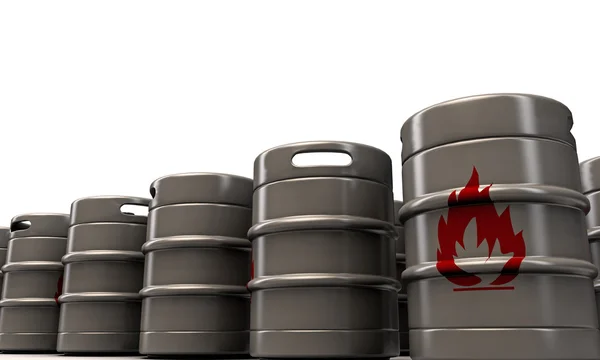 Barrels with flame sign — Stock Photo, Image