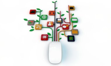 beyaz fare ile web simgeleri bağlı