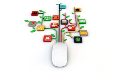 beyaz fare ile web simgeleri bağlı