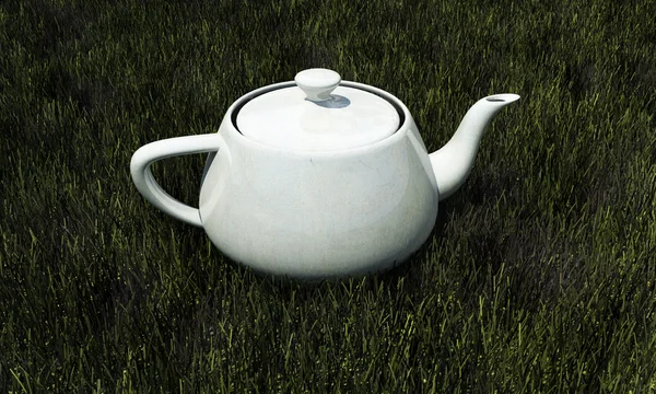 Fehér teáskanna — Stock Fotó