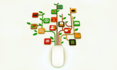 bilgisayar fare ile web simgeleri bağlı