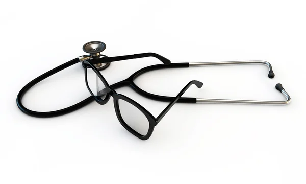 Brýle a stetoskopem — Stock fotografie