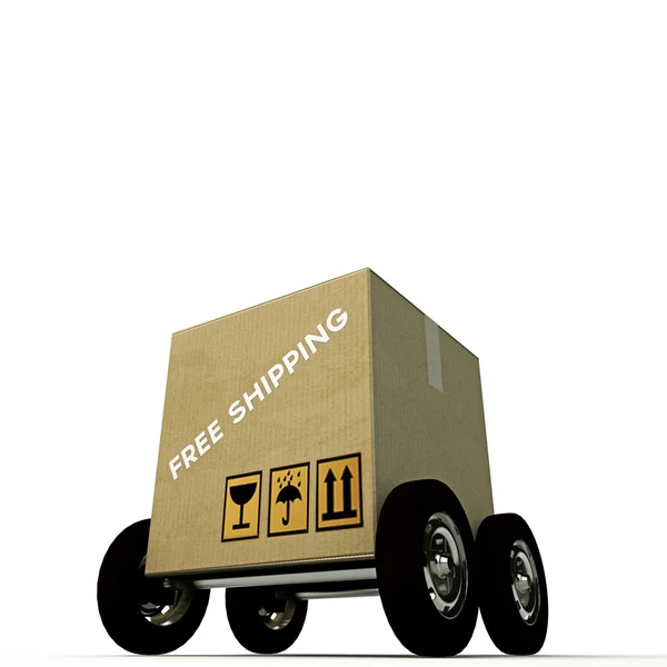 Free shipping cardboard box — Stock Photo, Image