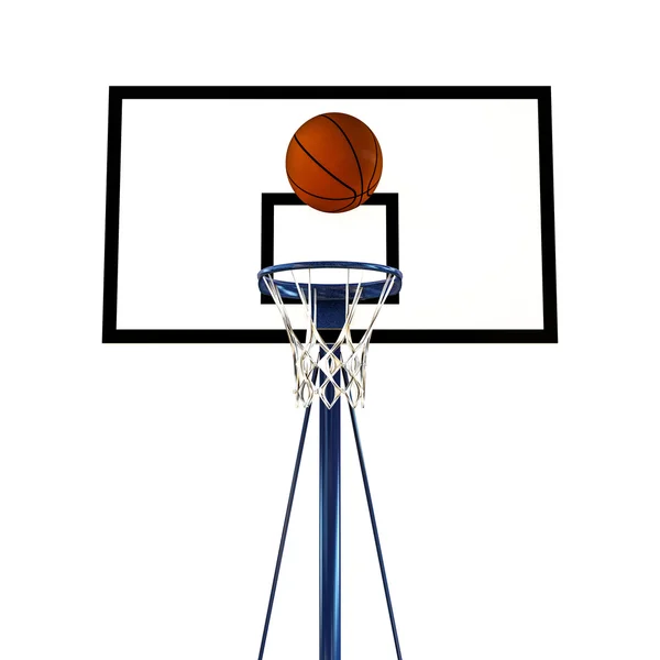М'яч підстрибує на баскетбольному щиті — стокове фото