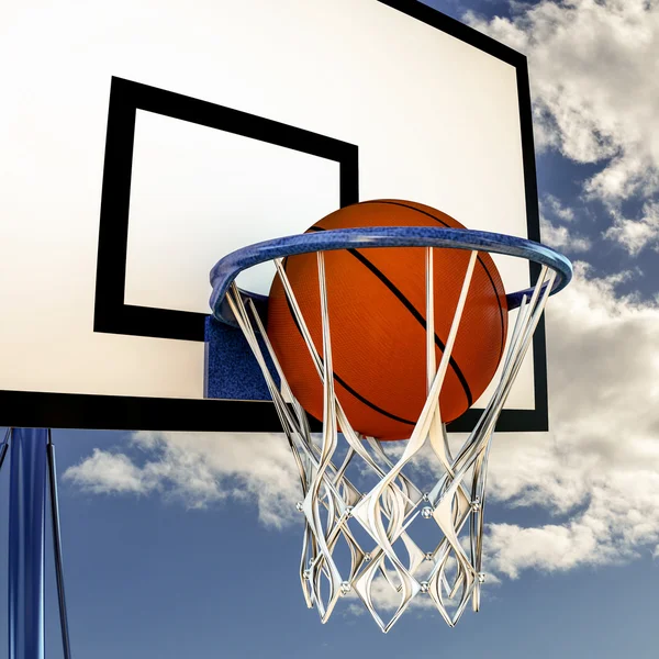 Bola saltando em um backboard de basquete — Fotografia de Stock