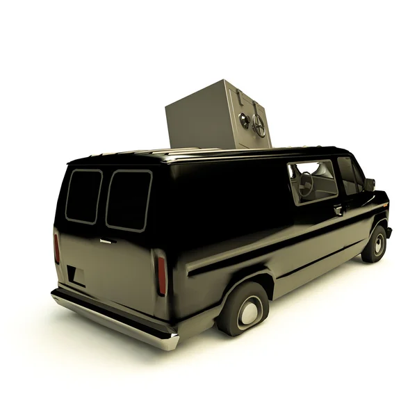 Heavy bank safe smashing into a van roof — Stock Photo, Image