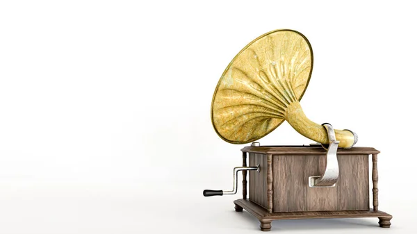 Gramophone Geïsoleerd Een Witte Achtergrond Illustratie — Stockfoto