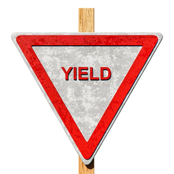 Yield Street Sign Isolated White Background Illustration — Stock Photo, Image