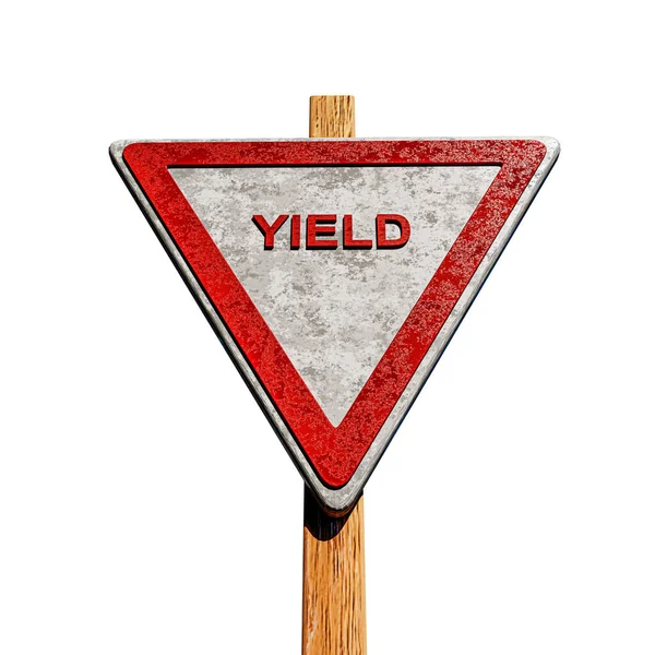 Yield Street Sign Isolated White Background Illustration — Stock Photo, Image