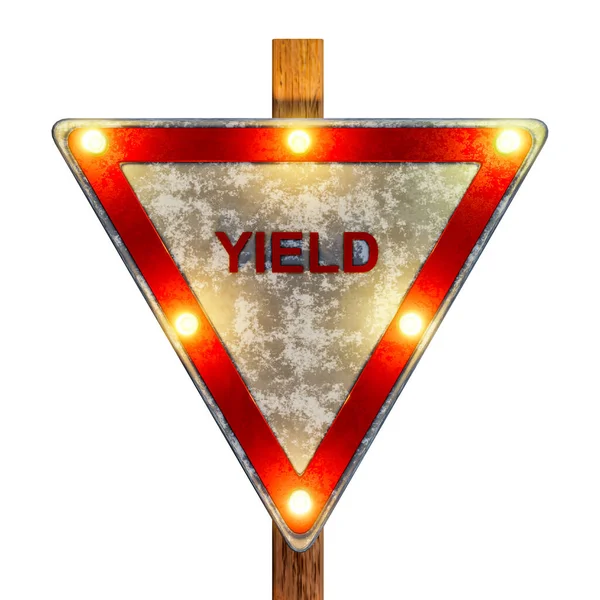 Yield Street Sign Isolated White Background Illustration — Stock Photo, Image