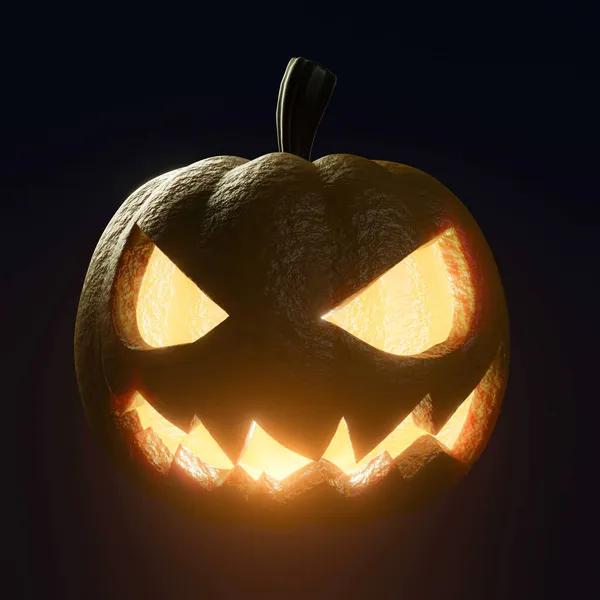 Halloween Dynia Izolowane Czarnym Tle Ilustracji — Zdjęcie stockowe