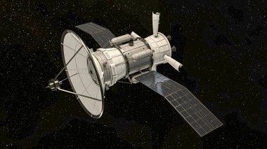 modern uydu yörüngeleri uzay 3d illüstrasyonunda 