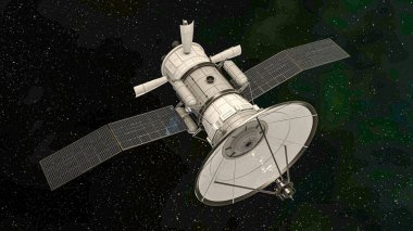 modern uydu yörüngeleri uzay 3d illüstrasyonunda