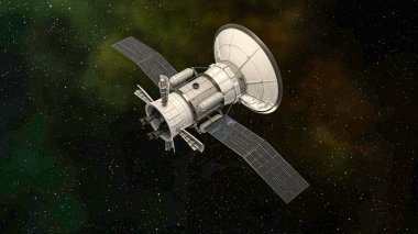 modern uydu yörüngeleri uzay 3d illüstrasyonunda