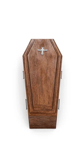 Wooden Coffin Isolated White Background Illustration — Stock Photo, Image