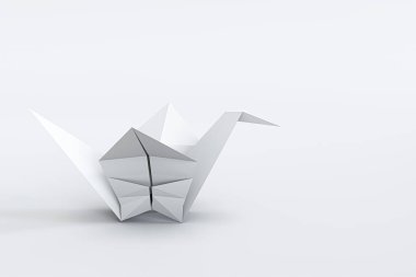 origami vinç beyaz arkaplanda izole edilmiş 3d illüstrasyon