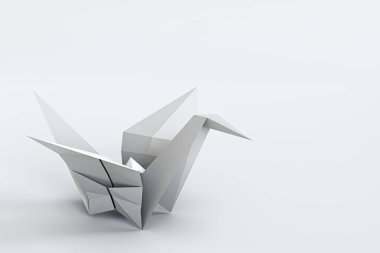 origami vinç beyaz arkaplanda izole edilmiş 3d illüstrasyon