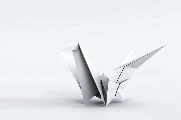 Grúa Origami Aislada Sobre Fondo Blanco Ilustración —  Fotos de Stock