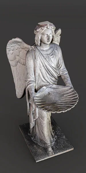 Oud Engel Standbeeld Geïsoleerd Grijze Achtergrond Illustratie — Stockfoto