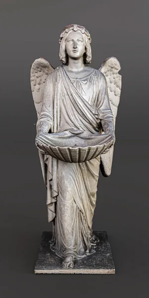 Oud Engel Standbeeld Geïsoleerd Grijze Achtergrond Illustratie — Stockfoto