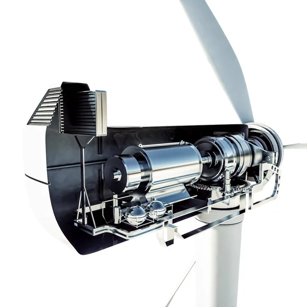 白色背景下隔离的风车3D插图 — 图库照片