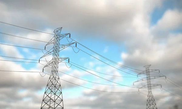 Eletricidade Pilão Sob Céu Nublado Ilustração — Fotografia de Stock