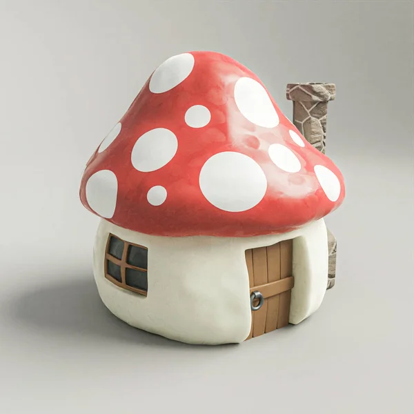 Maison Champignon Isolé Sur Fond Blanc Illustration — Photo