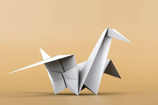 Origami Kuğusu Turuncu Arka Planda Izole Edildi Illüstrasyon — Stok fotoğraf