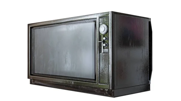 Starý Televizor Izolované Bílém Pozadí Ilustrace — Stock fotografie