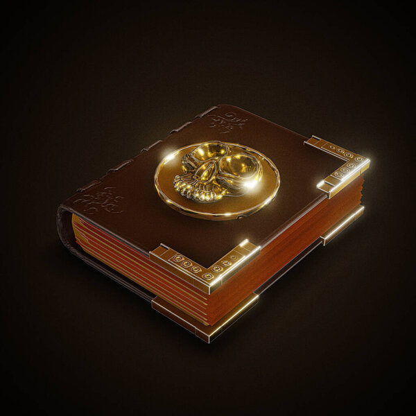 pirate book isolated on black background 3d illustration