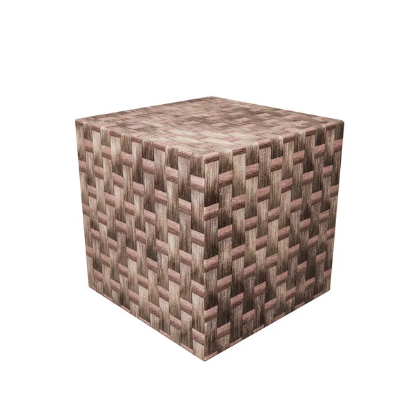 Cubo Legno Isolato Sfondo Bianco Illustrazione — Foto Stock