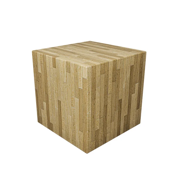 Wooden Cube Isolated White Background Illustration — Stock Photo, Image