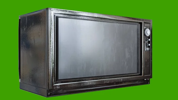 Old Television Isolated Green Background Illustration — Stock Photo, Image