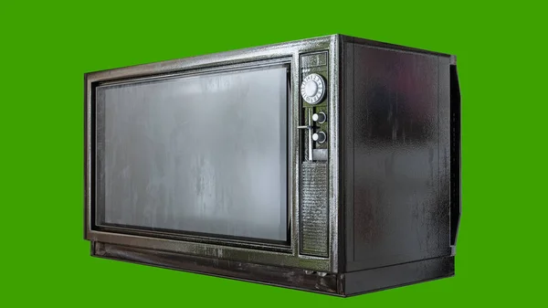 Old Television Isolated Green Background Illustration — Stock Photo, Image