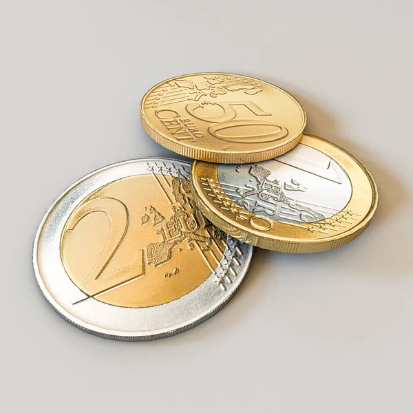 Euro Münzen Isoliert Auf Weißem Hintergrund Illustration — Stockfoto