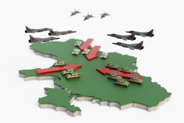 Rus ordusunun Ukrayna 'yı işgali 3D illüstrasyon