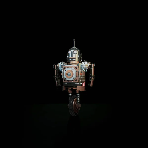 黒の背景の3Dイラストで孤立したロボット — ストック写真