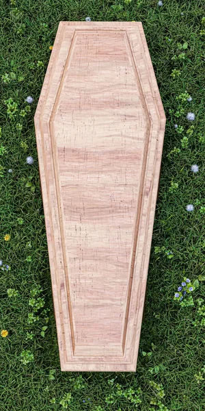 Деревянный Коричневый Гроб Иллюстрации — стоковое фото