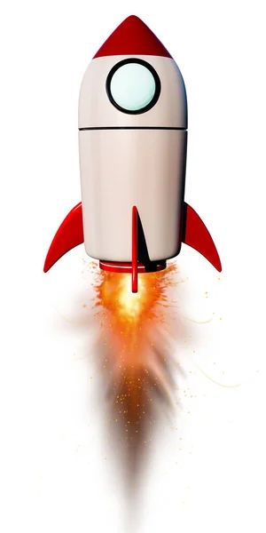 Space Rocket Isolated White Background Illustration — Stock Photo, Image