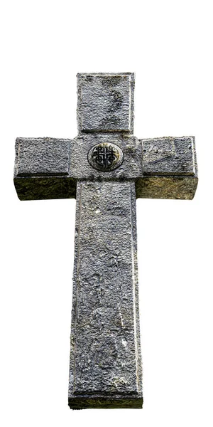 Náhrobní Kámen Kříž Izolované Bílém Pozadí Ilustrace — Stock fotografie